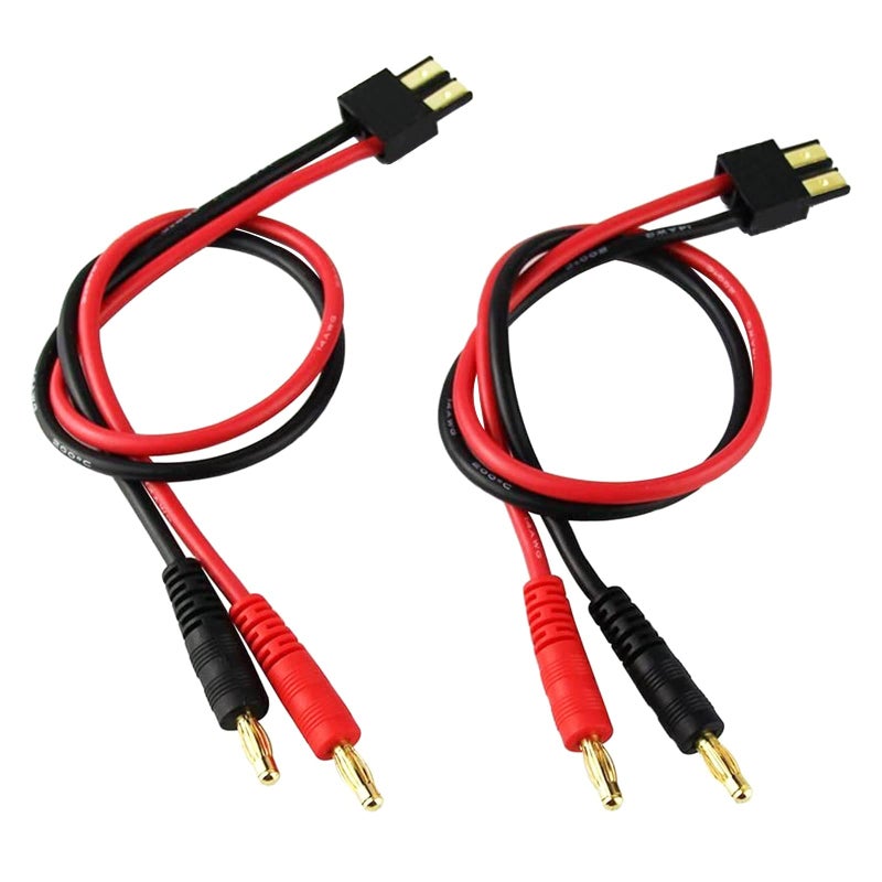 FLY RC كابل شحن بطارية ليثيوم بوليمر FLY RC 2 قطعة مع قابس بانانا مطلي بالذهب 4.0 مم سلك سيليكون 14AWG متوافق مع شاحن سيارة RC Slash/Rustler/Stampede/Bandit/E Revo - Image 1